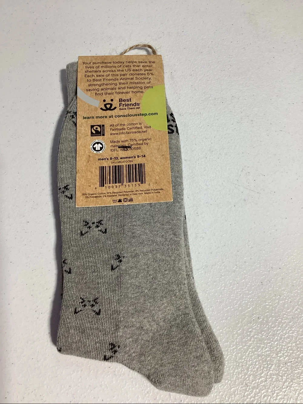 Gray Cat Pattern Crew Socks